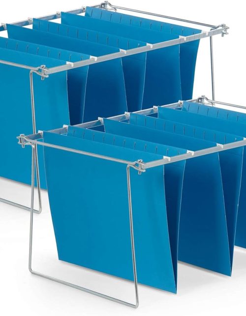 Blue Summit Hanging File Bars For File Cabinet, Letter Size, 13x17.5, Metal Files Holder Bars on Desktop, File Drawer Organizer Insert, Filing Cabinet Organizer Insert, Set of 2