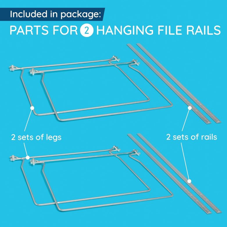 Blue Summit Hanging File Bars For File Cabinet, Letter Size, 13x17.5, Metal Files Holder Bars on Desktop, File Drawer Organizer Insert, Filing Cabinet Organizer Insert, Set of 2 - Image 2