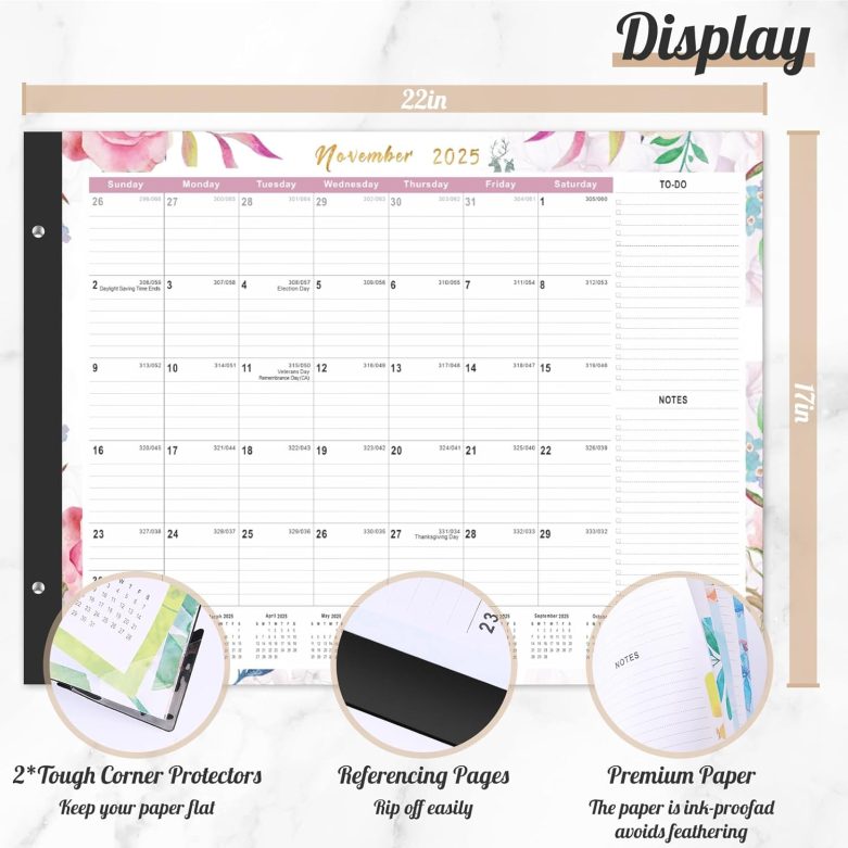 Gannyfer Desk Calendar 2025-2026 - 18 Month Large Calendar July 2025 - Dec 2026, 22" x 17" Desktop Pad Calendar, Office Supplies Perfect for Planning and Organizing In Your Home, School or Office - Image 3
