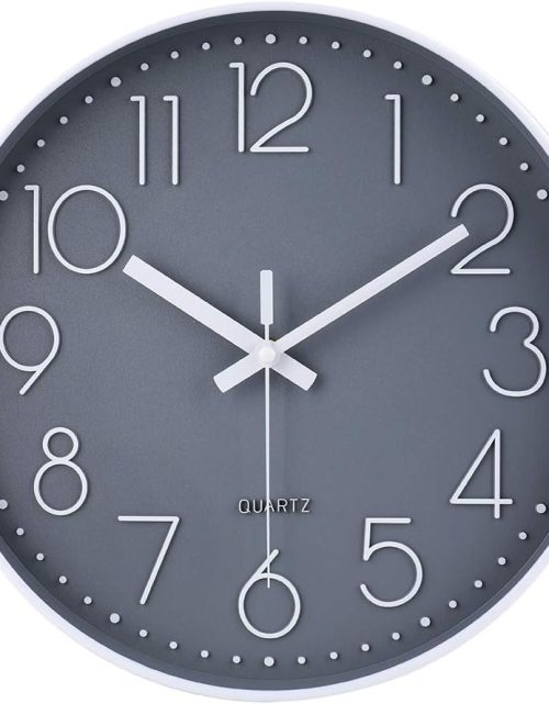 jomparis Wall Clock 12 Inch Non-Ticking Silent Battery Operated Round Wall Clock Modern Simple Style Decor Clock for Home/Office/School/Kitchen/Bedroom/Living Room