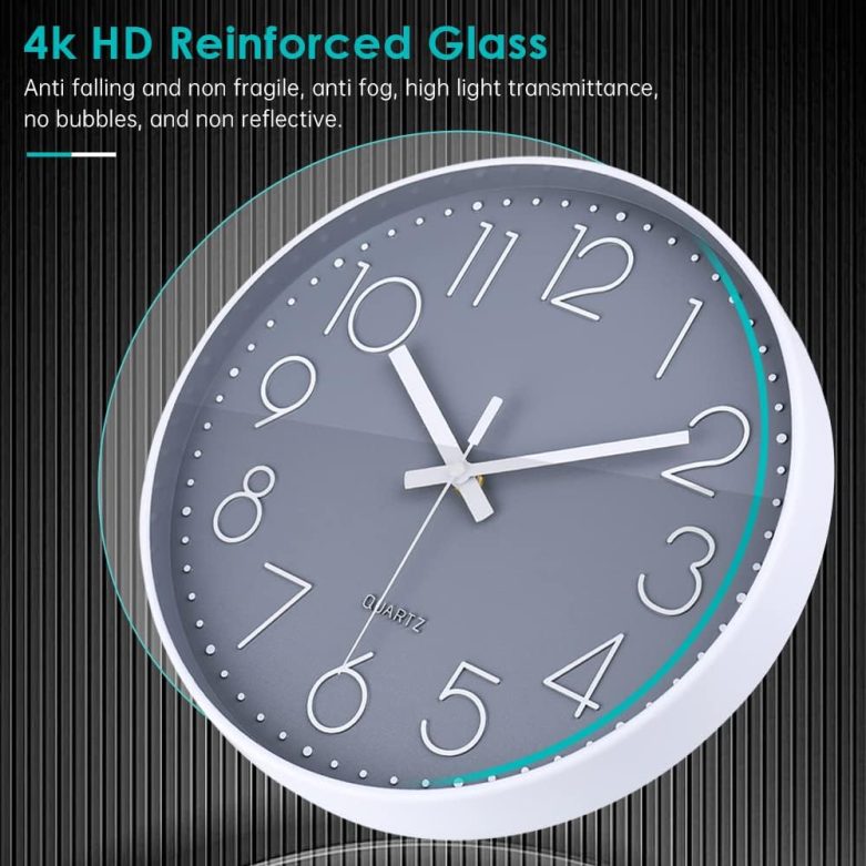 jomparis Wall Clock 12 Inch Non-Ticking Silent Battery Operated Round Wall Clock Modern Simple Style Decor Clock for Home/Office/School/Kitchen/Bedroom/Living Room - Image 2