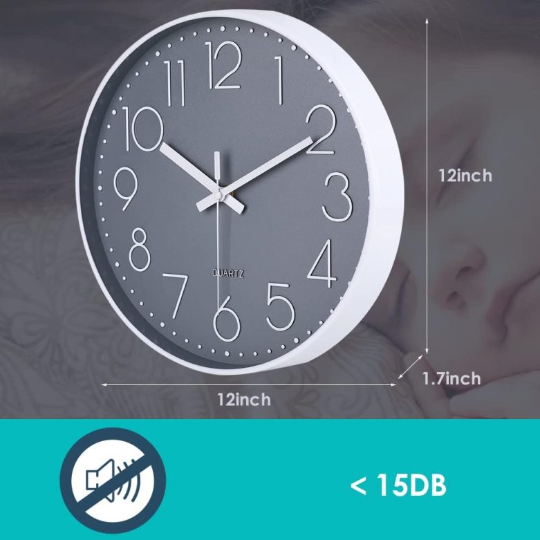 jomparis Wall Clock 12 Inch Non-Ticking Silent Battery Operated Round Wall Clock Modern Simple Style Decor Clock for Home/Office/School/Kitchen/Bedroom/Living Room - Image 3