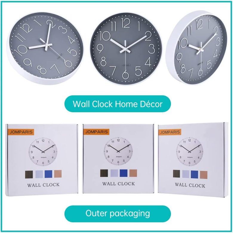 jomparis Wall Clock 12 Inch Non-Ticking Silent Battery Operated Round Wall Clock Modern Simple Style Decor Clock for Home/Office/School/Kitchen/Bedroom/Living Room - Image 5