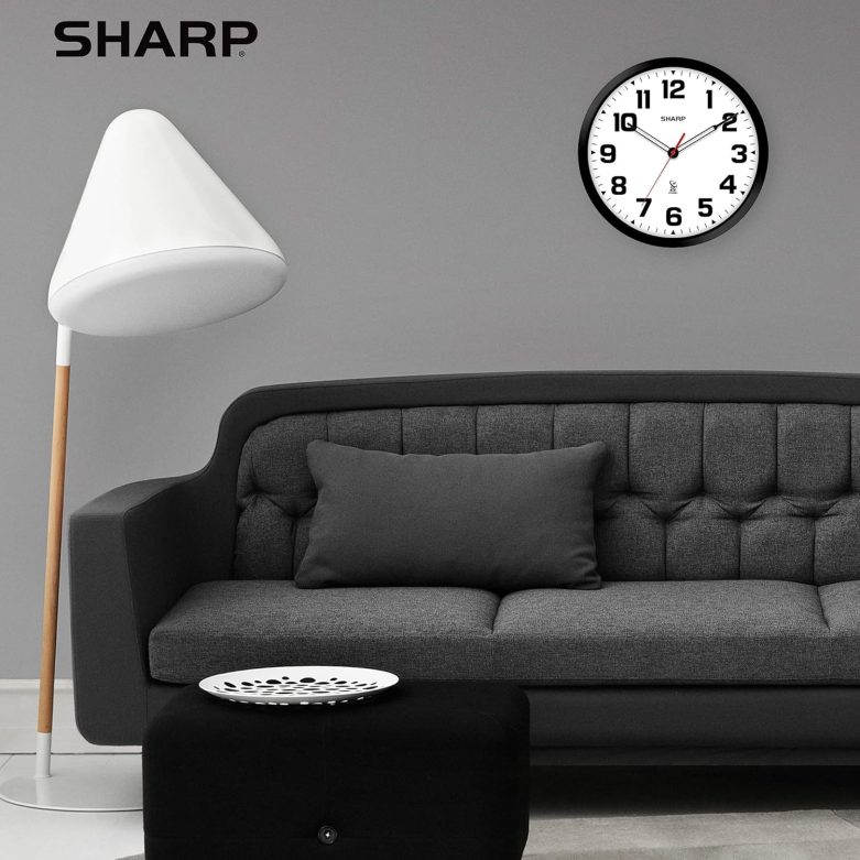 SHARP Atomic Analog Wall Clock - 12" Black Stylish Frame - Sets Automatically- Battery Operated - Easy to Read - Easy to Use – Modern Design and Style - Image 6