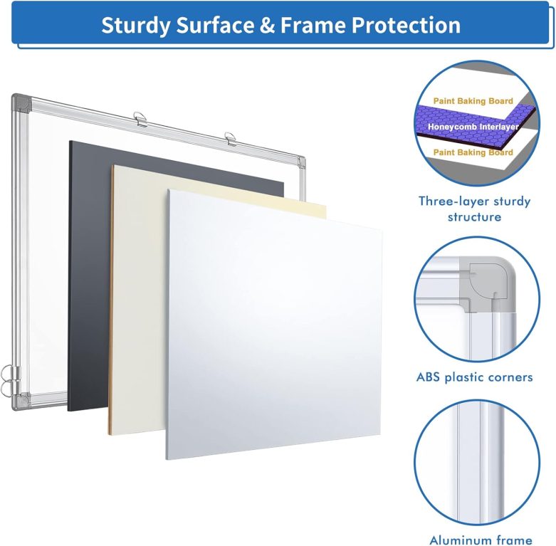 White Board Dry Erase, 24 x 18 inch Magnetic Dry Erase Board Whiteboard for Wall, Aluminum Frame Hanging Whiteboard Marker Board Writing Board for Home Classroom Office - Image 6